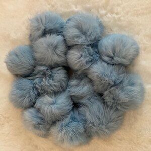 Brand New Light Blue Rabbit Fur Scarf (42”) + 2 Matching Rabbit Fur Cuffs